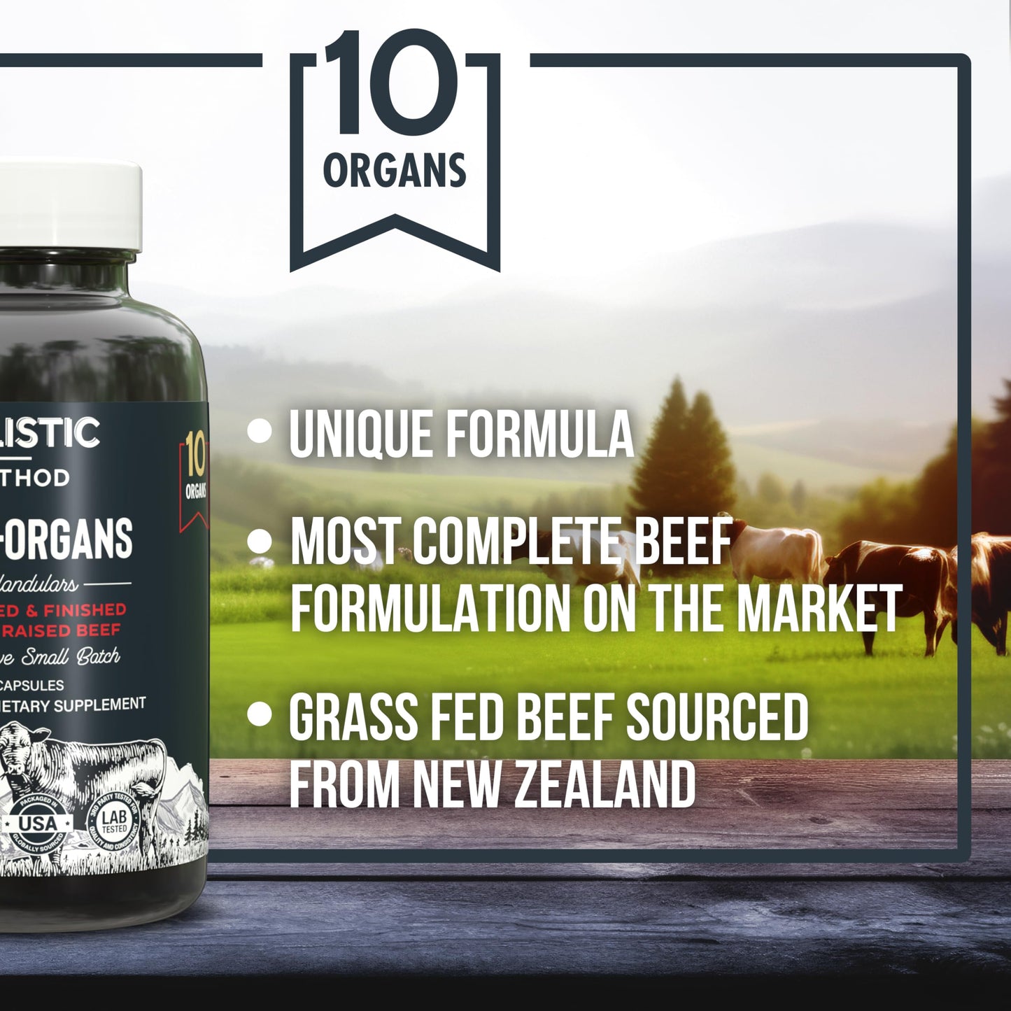 Carnivore Method Beef Organ Supplement Complex – 180 Capsules, Grass-Fed NZ Organs