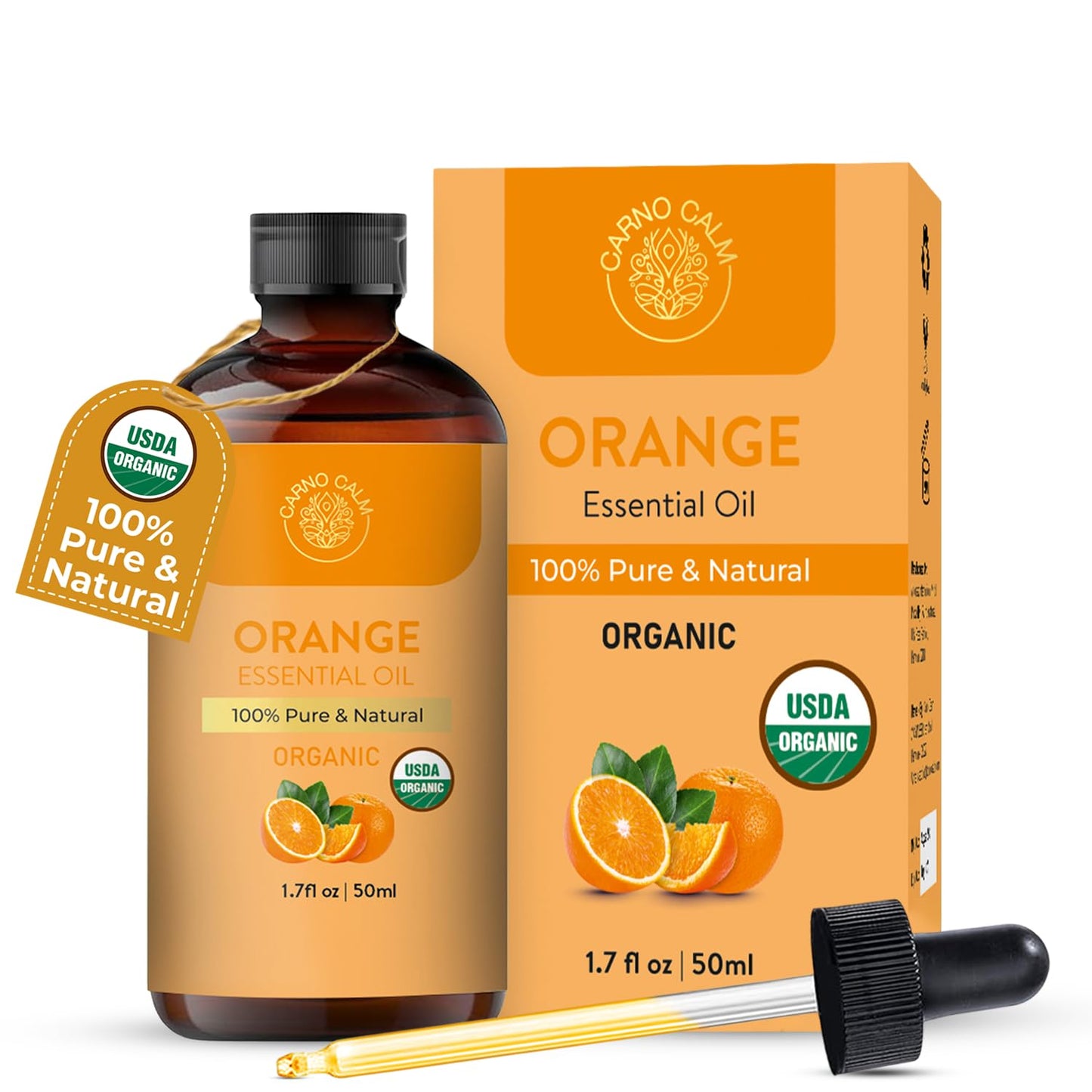 Carno Calm Sweet Orange Essential Oil – USDA Organic, 1.7 fl oz