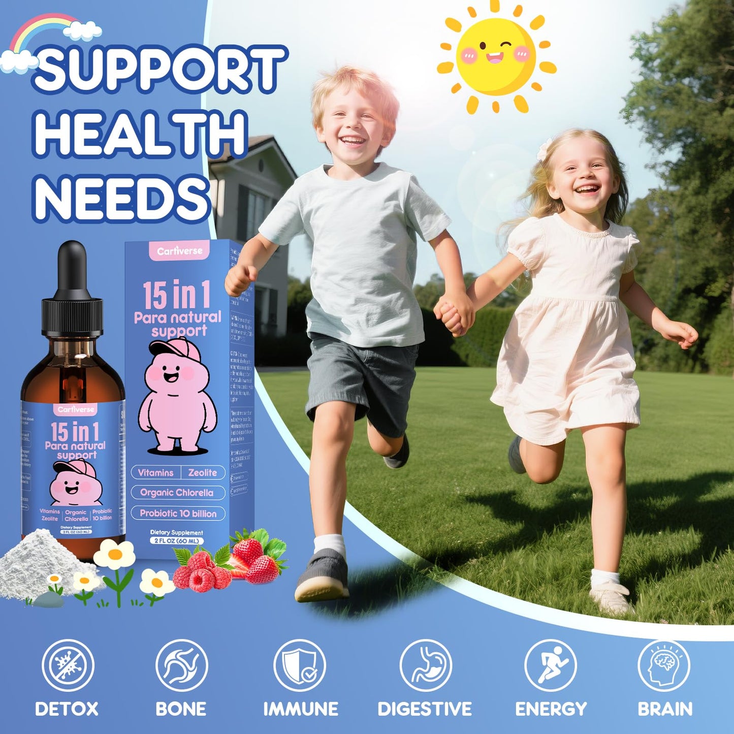 Cartiverse Parasite Cleanse for Humans & Kids – Zeolite Detox Drops (2 Fl Oz)