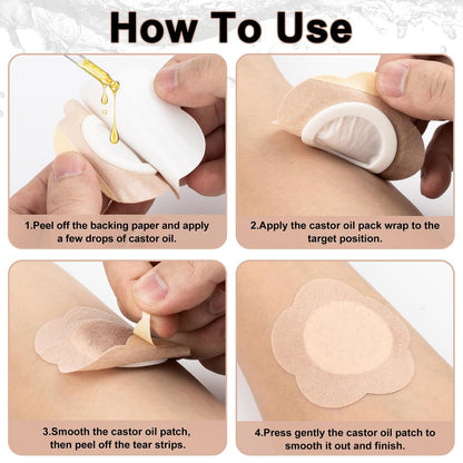 50Pcs Castor Oil Belly Button Patch Kit – Organic Cold-Pressed Oil