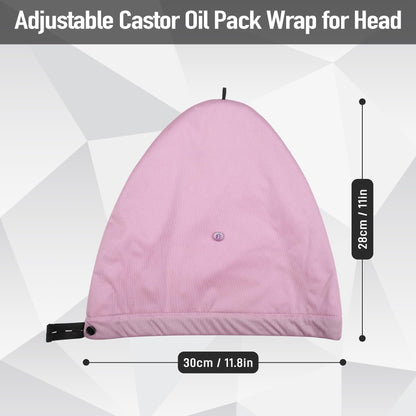 Castor Oil Pack Wrap for Hair - Organic Cotton Reusable Sleep Cap (2-Layer Waterproof)