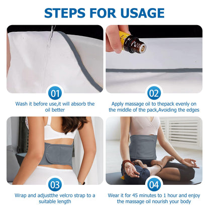 Castor Oil Pack Kit - 4 Pack for Neck, Knee & Abdomen | Reusable, Leak-Proof Wraps