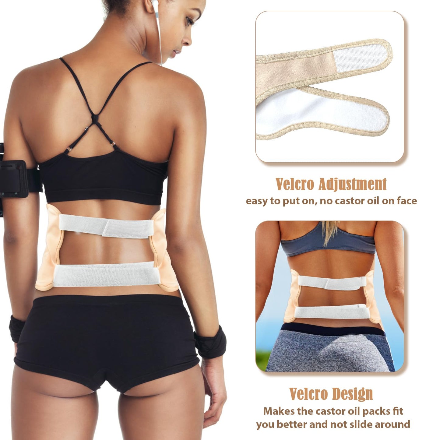 7 Pcs Castor Oil Pack Wrap Kit – Organic Cotton, Flannel, Adjustable Straps