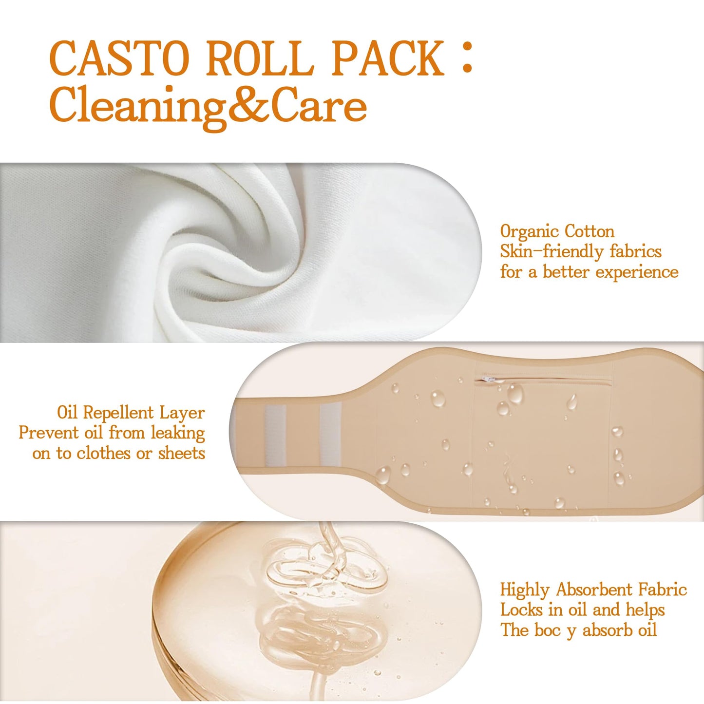 Castor Oil Pack Wrap Organic Cotton – 8-Piece Reusable Kit (Oil Not Included)