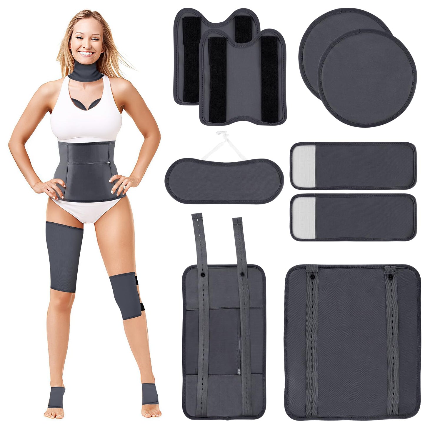 Organic Castor Oil Pack Kit — 9 Pcs Reusable Wraps with Adjustable Straps