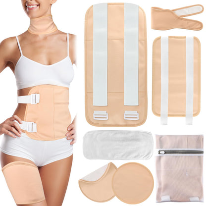 7 Pcs Castor Oil Pack Wrap Kit – Organic Cotton, Flannel, Adjustable Straps