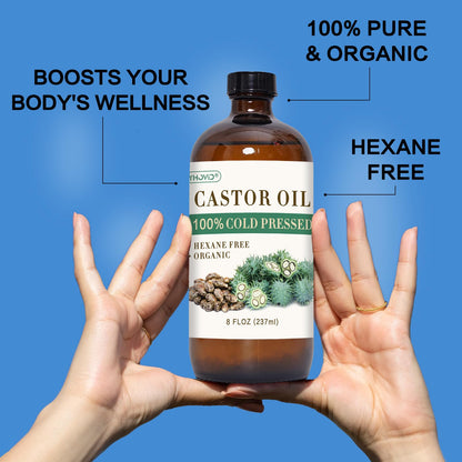 13 Pcs Castor Oil Pack Wrap Kit – Organic Cold-Pressed Castor Oil & Reusable Pads