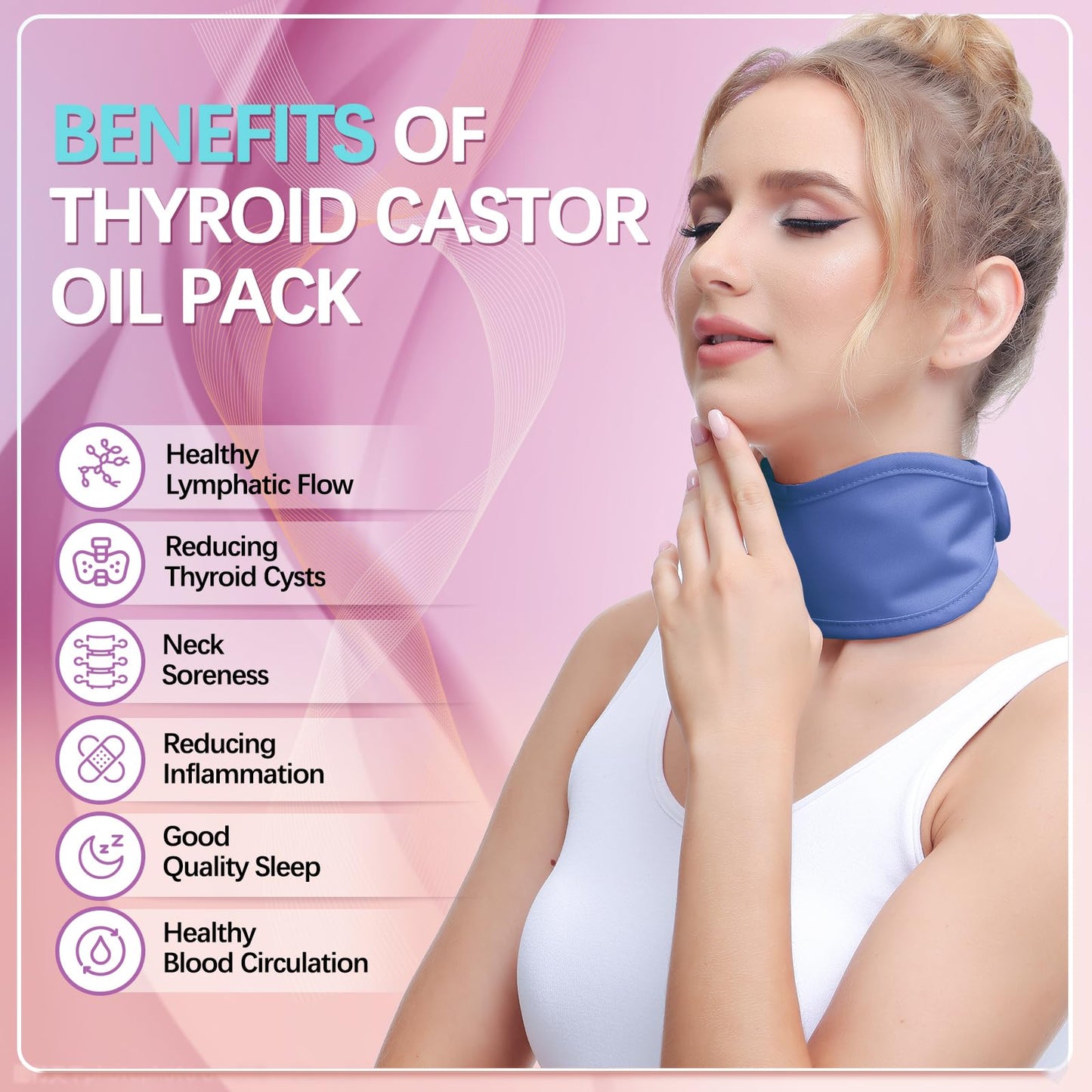Castor Oil Pack for Thyroid - Organic Neck Wrap (Violet) | Reusable & Leak-Proof