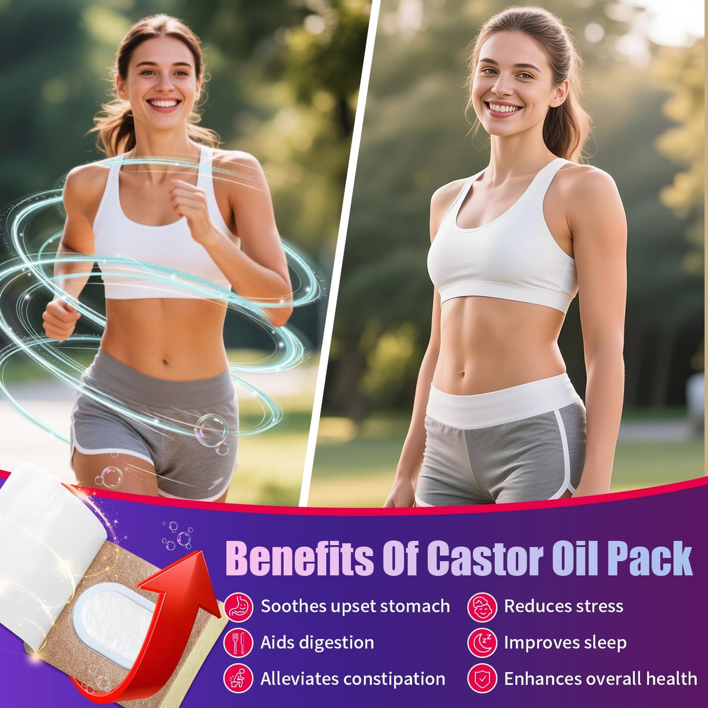 Castor Oil Pack Wrap Patch - Organic Cotton Belly Button Patch (30 Pcs) | Disposable Self-Adhesive Abdominal Pads
