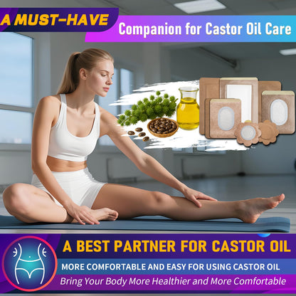 Castor Oil Pack Wrap Patch - Organic Cotton Belly Button Patch (30 Pcs) | Disposable Self-Adhesive Abdominal Pads