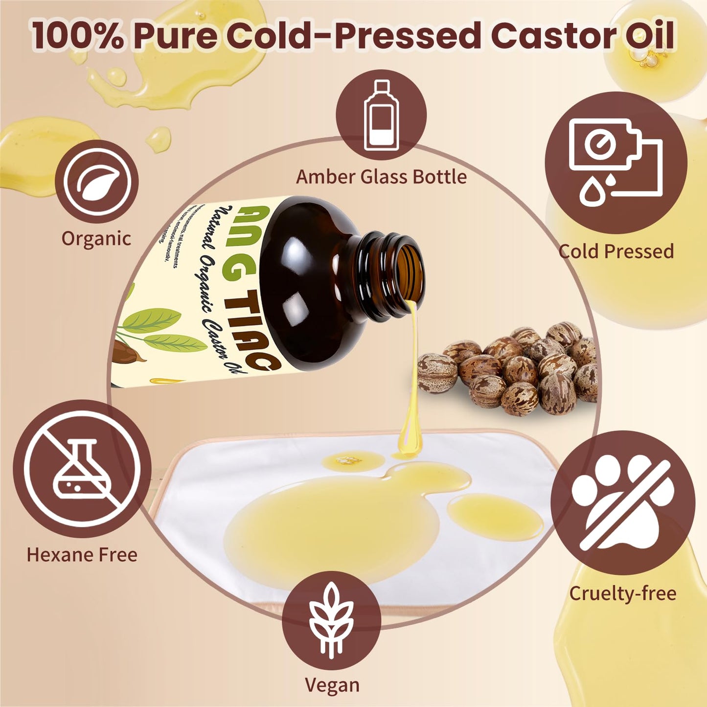 Castor Oil Pack Wrap Set – Organic Oil & Reusable Cotton Wraps (8.6oz)