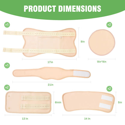 Castor Oil Pack Wraps - 8 Pcs Reusable, Adjustable Straps, Anti-Leak, Machine Washable