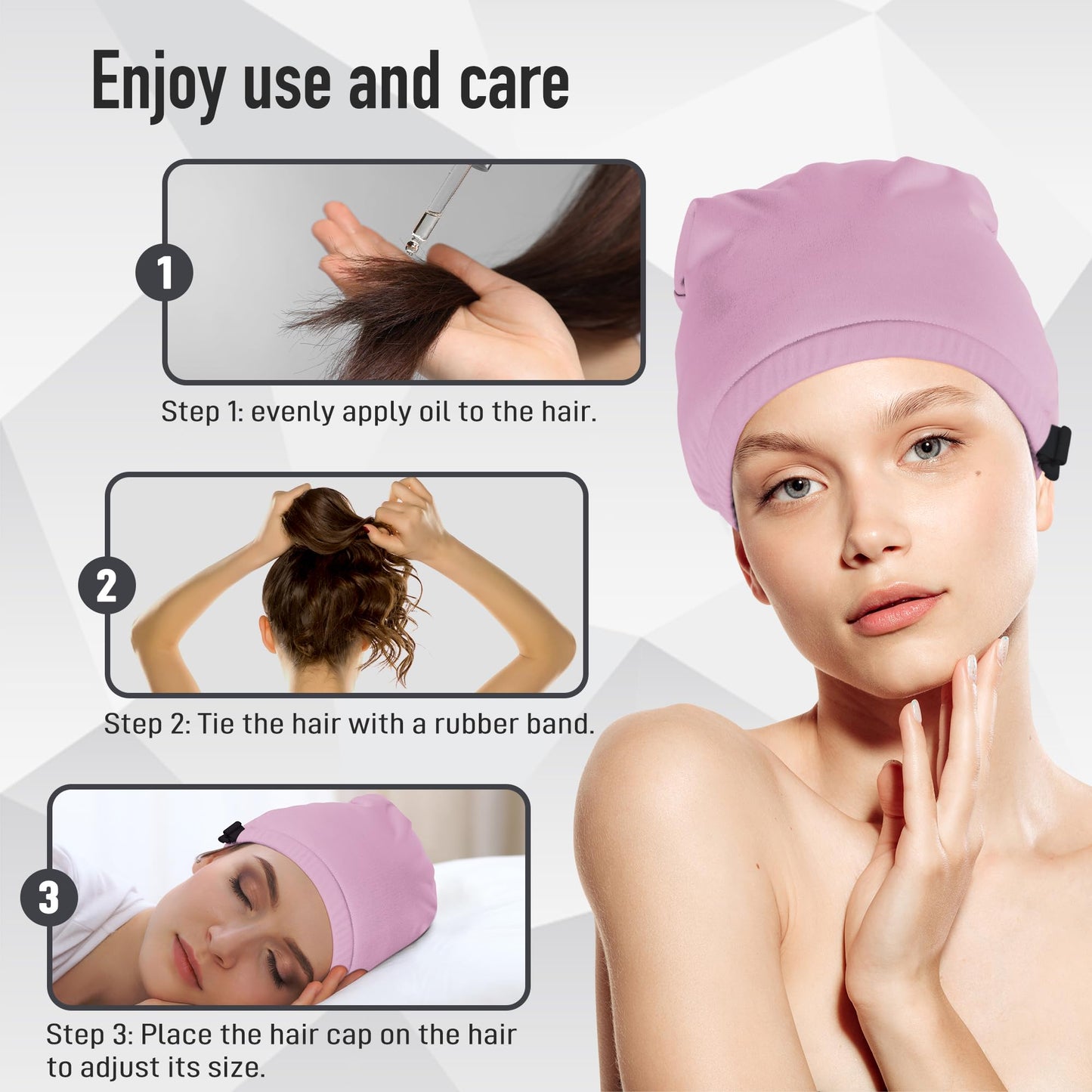 Castor Oil Pack Wrap for Hair - Organic Cotton Reusable Sleep Cap (2-Layer Waterproof)