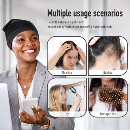 Castor Oil Pack Wrap for Hair - Organic Cotton Head Cap, Reusable Waterproof Hair Hat for Sleep