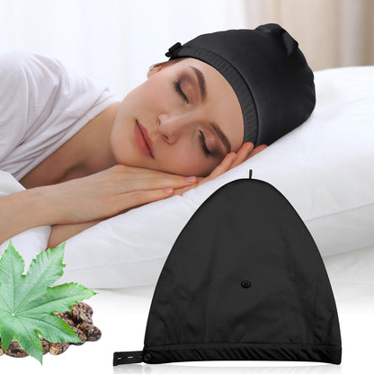 Castor Oil Pack Wrap for Hair - Organic Cotton Head Cap, Reusable Waterproof Hair Hat for Sleep