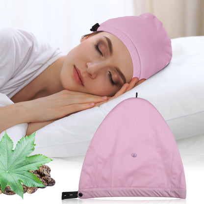 Castor Oil Pack Wrap for Hair - Organic Cotton Reusable Sleep Cap (2-Layer Waterproof)