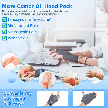 Castor Oil Pack Wrap Kit - 10 Pcs, Adjustable Straps, Reusable Organic Cotton (Gray)