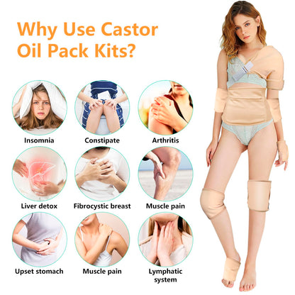 Castor Oil Pack Wrap Kit - Organic Cotton, Reusable, Liver Detox