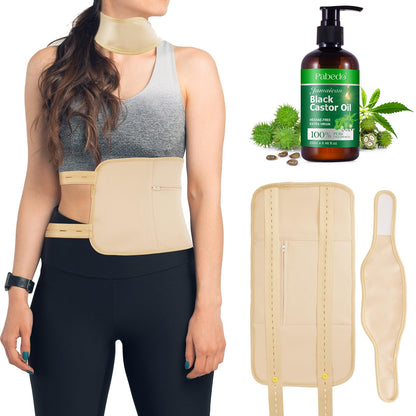 Castor Oil Pack Wrap | Organic Cotton, Cold-Pressed Jamaican Black Castor Oil 250ml, Anti-Leak