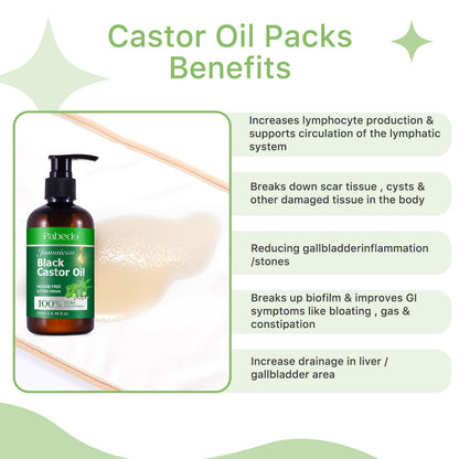 Castor Oil Pack Wrap | Organic Cotton, Cold-Pressed Jamaican Black Castor Oil 250ml, Anti-Leak
