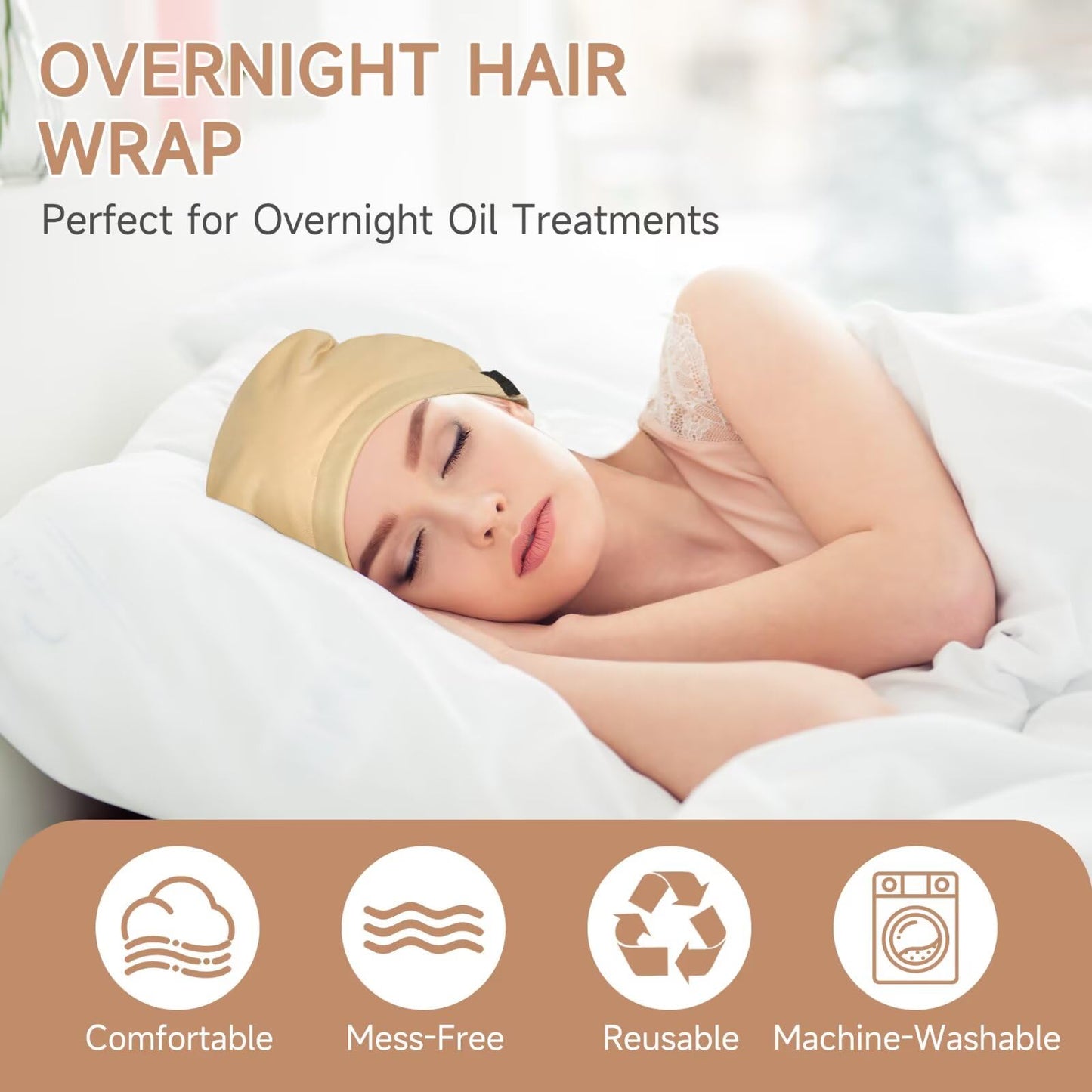 Castor Oil Pack Wrap Overnight Hair Cap – Organic Cotton Sleep Hair Treatment