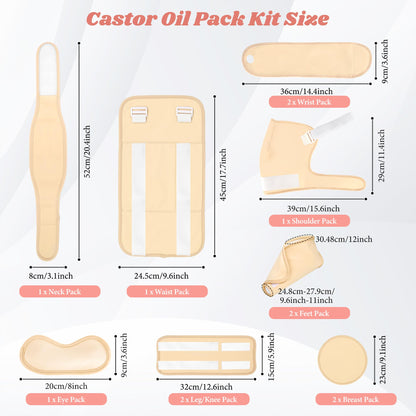 Castor Oil Pack Wrap Kit – 12 Pcs Organic Cotton, Whole-Body Use