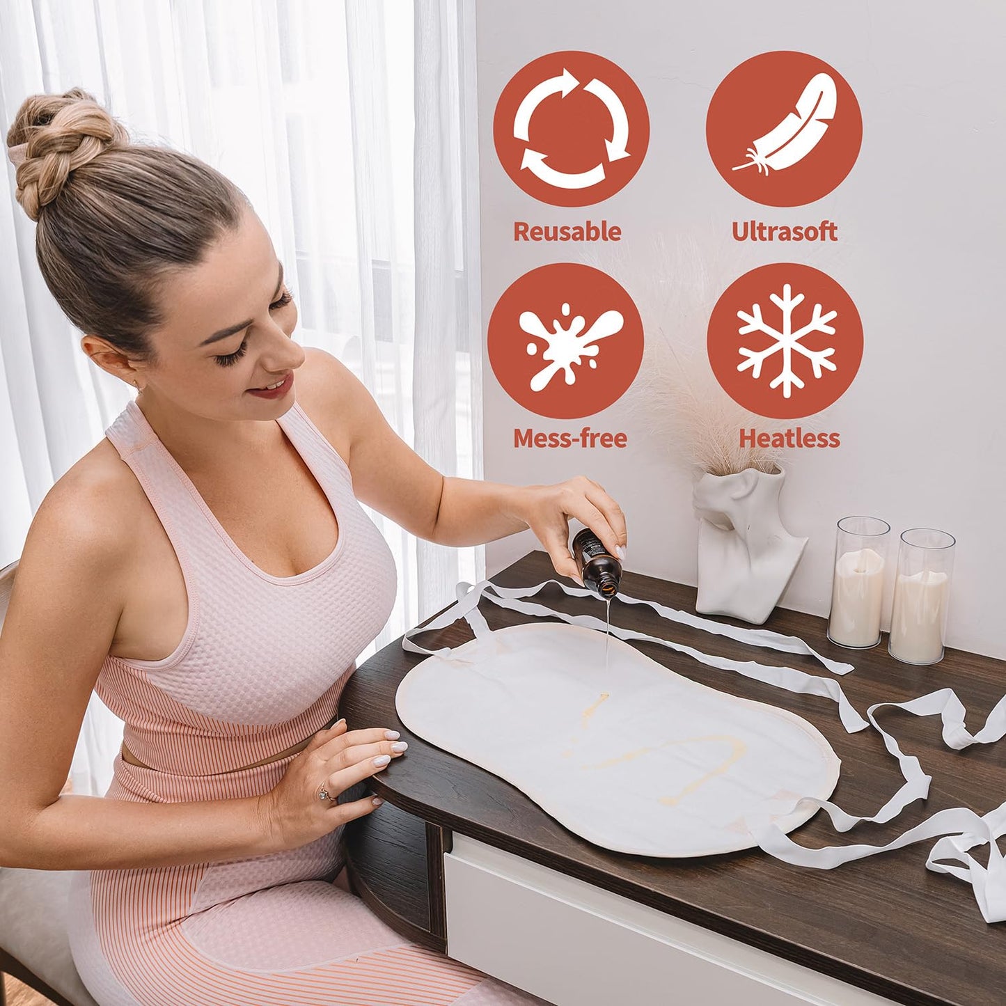 Castor Oil Pack Wrap for Stomach – Premium Cotton Flannel & Reusable Straps