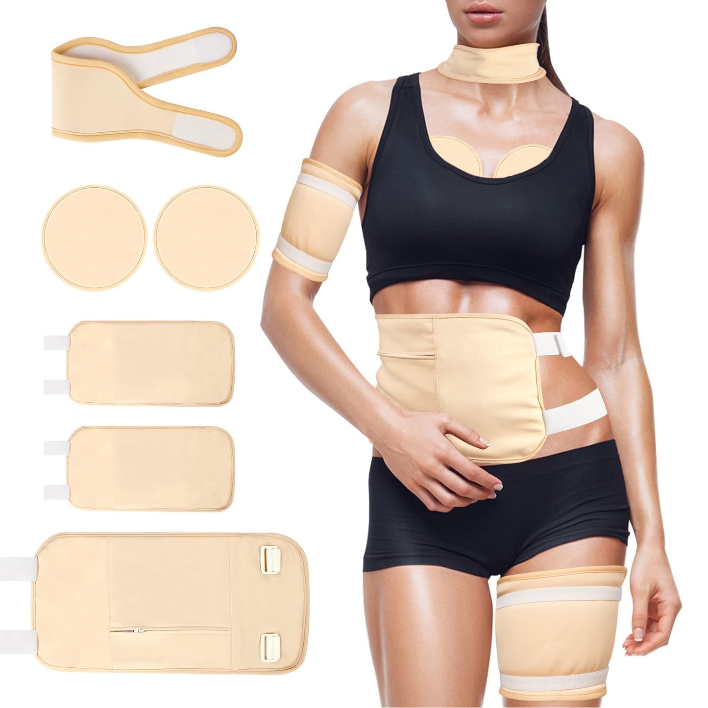 Allcucut Castor Oil Pack Wrap for Women – 6 Pcs Reusable Organic Cotton Kit