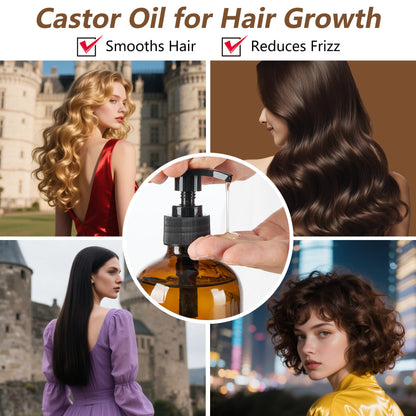 Organic Castor Oil 16oz – Cold Pressed, Glass Bottle | Hair Growth & Liver Detox