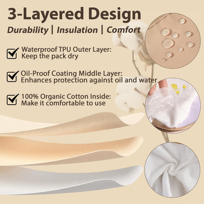 4Pcs Castor Oil Pack Wrap - 100% Organic Cotton, Anti-Leak, Reusable Liver Detox Kit
