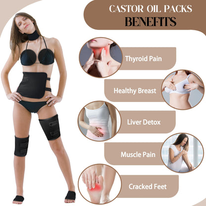 9 Pcs Castor Oil Pack Wrap Kit – Organic Cotton, Reusable Full-Body Care
