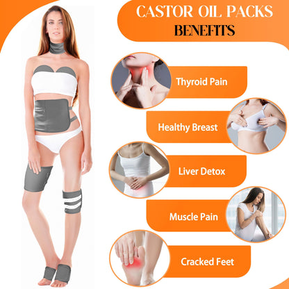 9 Pcs Castor Oil Pack Wrap Organic Cotton – Full-Body Detox Kit (Reusable, Adjustable)