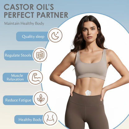 50Pcs Castor Oil Belly Button Patches – 3.15in x 3.15in, Self-Adhesive & Leak-Proof