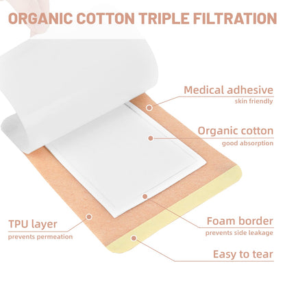 30Pcs Castor Oil Pack Wrap - Organic Cotton Belly Button Patch | Disposable Anti-Leak Pads (5.1 x 3.9 in) White & Skin