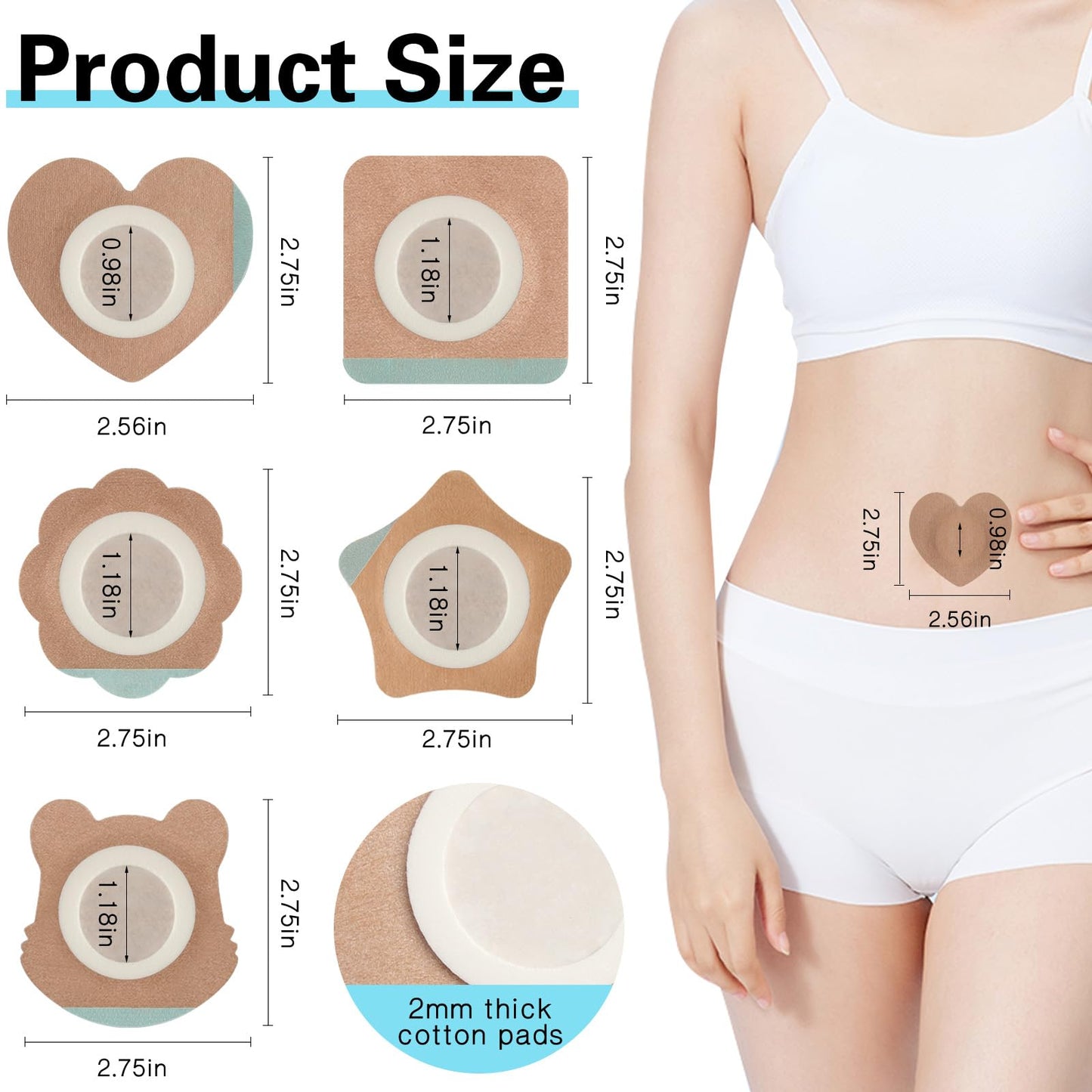 30 Pcs Disposable Castor Oil Patches – Self-Adhesive, Breathable, Leak-Proof (Mix Shapes & Skin Colors)