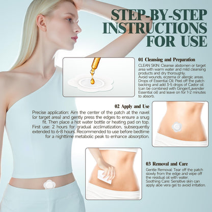 Castor Oil Patches – 50Pcs Disposable Organic Cotton Belly Button Patches | Leak-Proof & Hypoallergenic