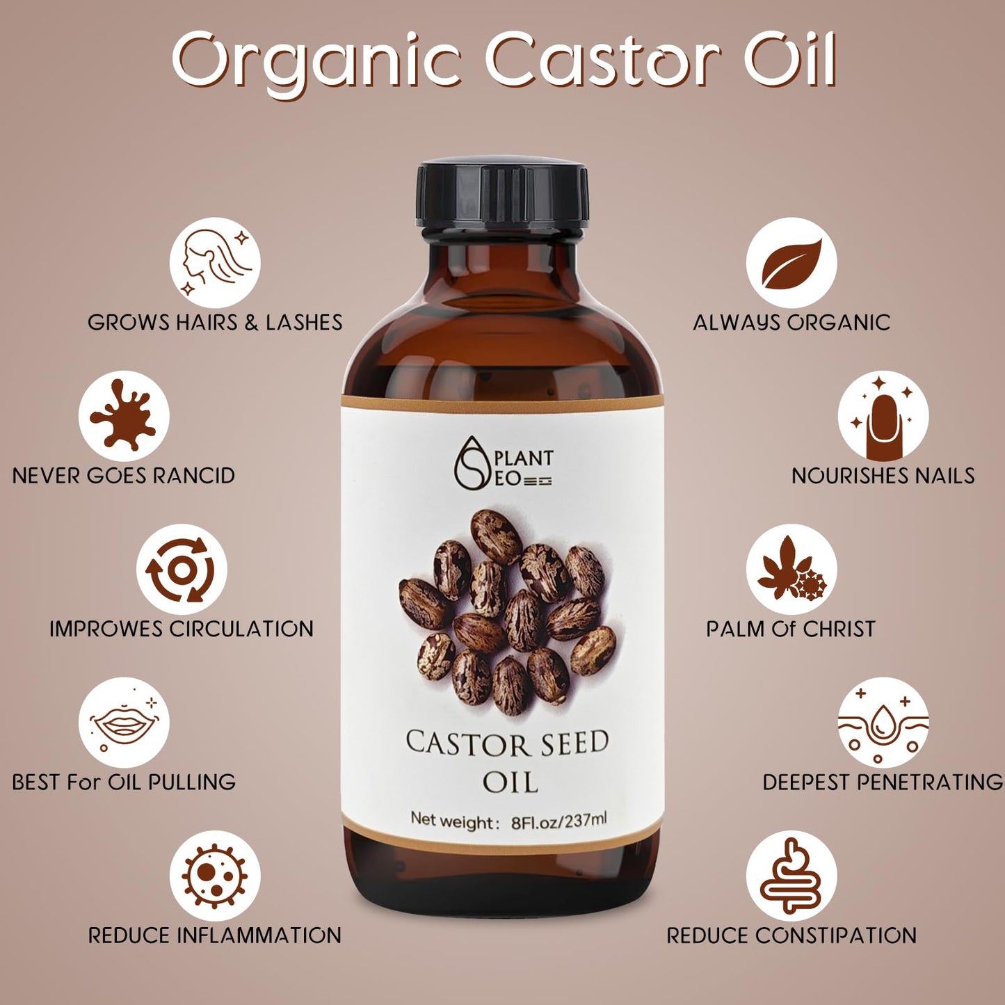 Cold Pressed Castor Oil Pack Wrap Organic (8 oz / 237 ml) – Reusable Khaki Kit