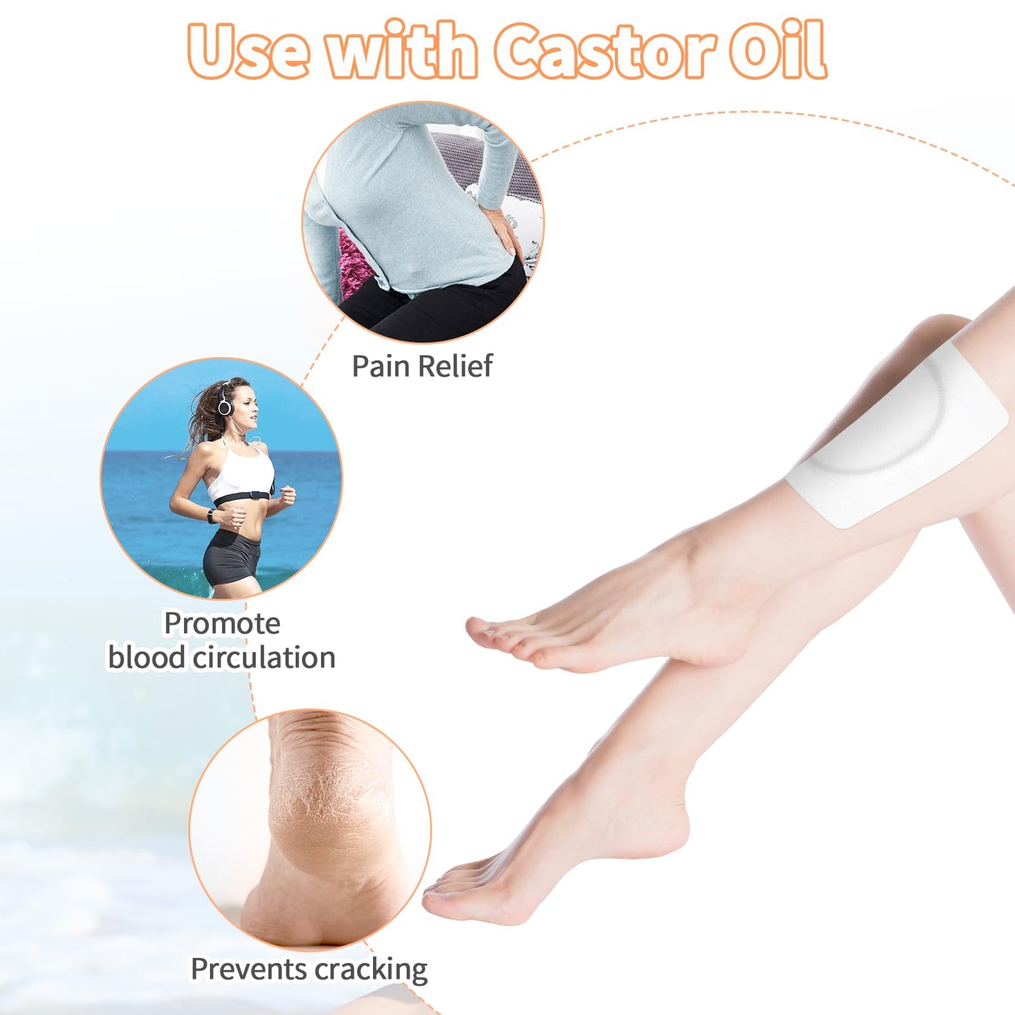 30PCS Self-Adhesive Castor Oil Patches – Leak-Proof, No Wash (5.51 x 5.12 in)