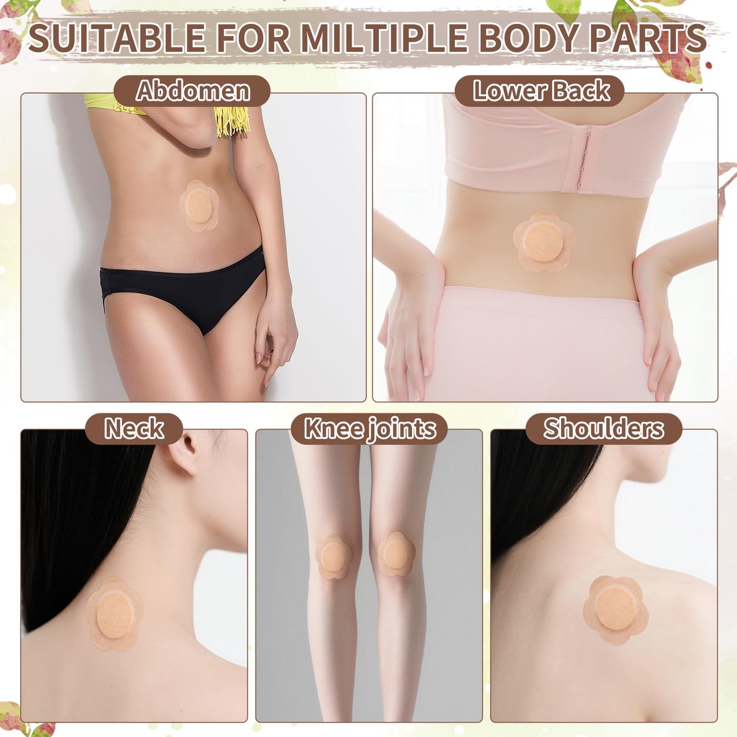 60 Pcs Castor Oil Patches - Disposable Organic Cotton Self-Adhesive Navel & Body Wrap (Brown)