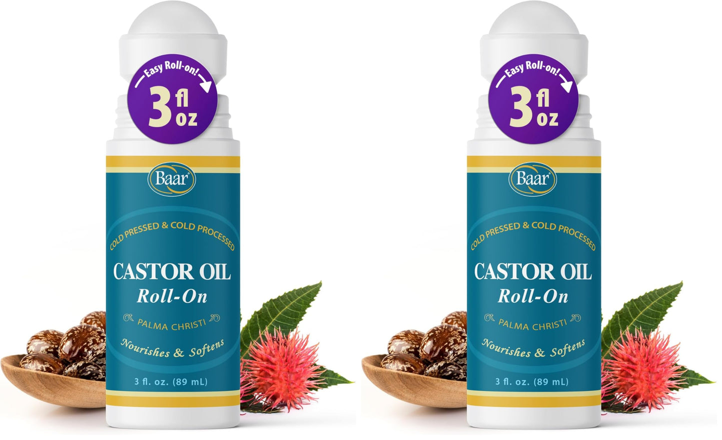 Baar Products Castor Oil Roll-On 3 oz – Pack of 2 | Health & Beauty