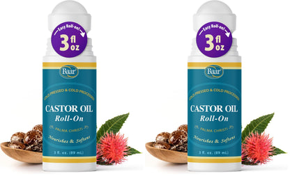 Baar Products Castor Oil Roll-On 3 oz – Pack of 2 | Health & Beauty