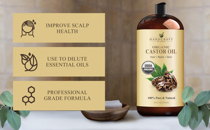 Handcraft Blends Organic Castor Oil 28 Fl Oz - 100% Pure & Natural, Expeller-Pressed, Hexane-Free
