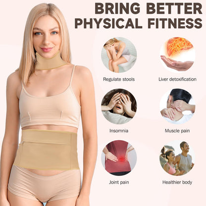 3Pcs Castor Oil Pack Wrap – Reusable Organic Pack for Liver Detox, Insomnia, Constipation & Inflammation | Adjustable Elastic Straps