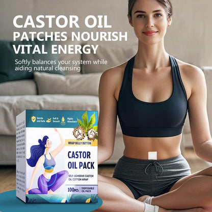 Disposable Castor Oil Belly Button Patch – Self-Adhesive Castor Oil Patches, Organic Cotton, 100 Pcs