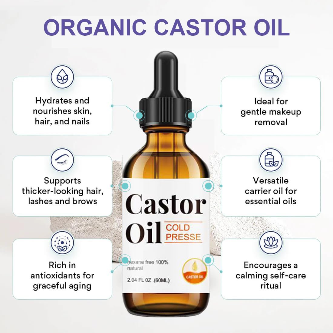 30Pcs Disposable Castor Oil Belly Button Patches – Self-Adhesive, Organic Cold-Pressed Oil in Amber Glass 2.04oz