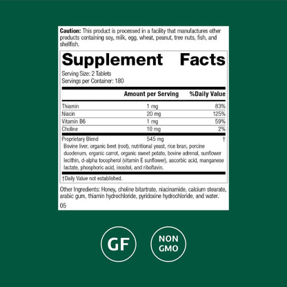 Standard Process Cataplex B-GF - Nervous System & Energy Support - Gluten-Free, Non-Dairy & Non-Soy - 360 Tablets