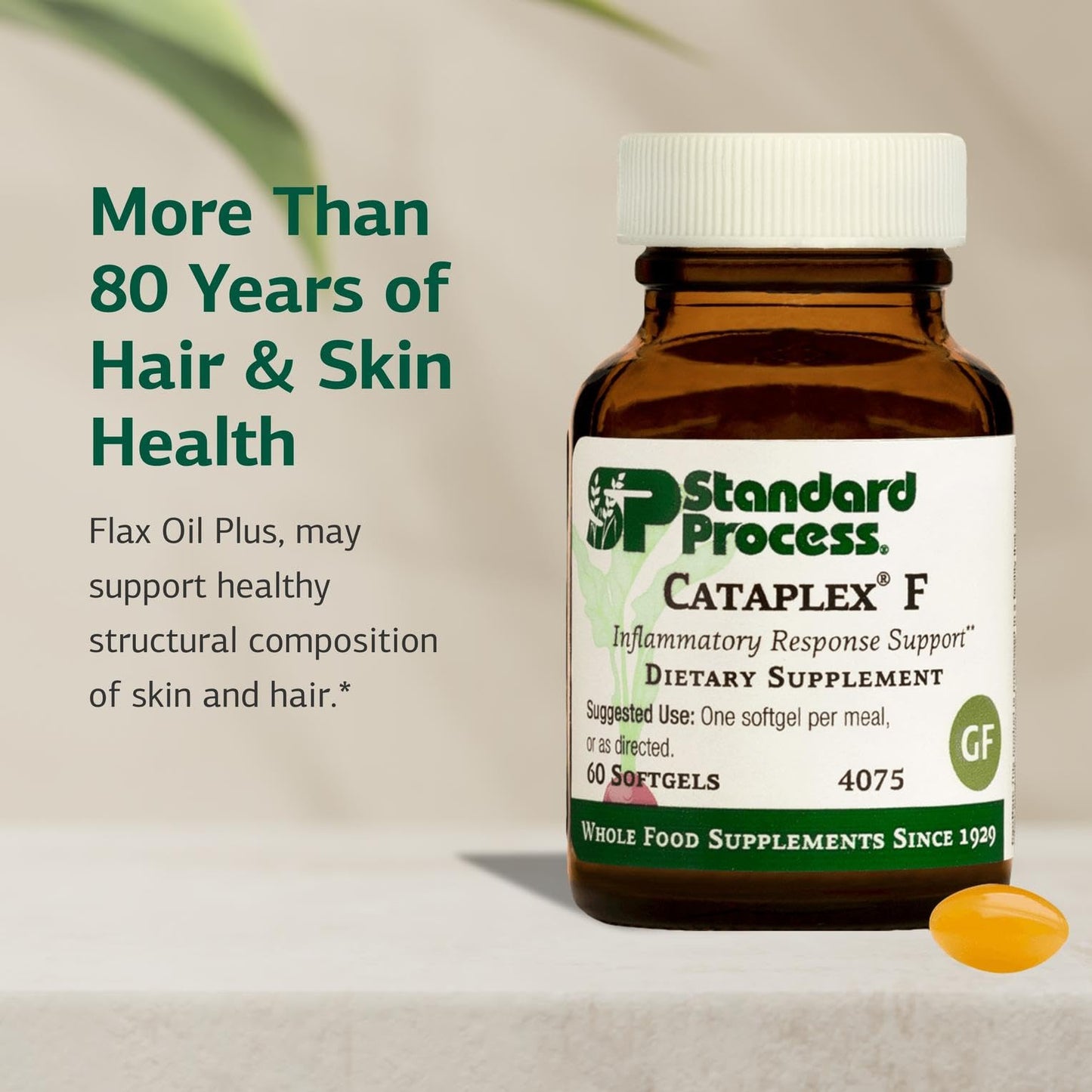Standard Process Cataplex F – Whole Food Supplement for Metabolism, Skin & Hair Health | Flaxseed Oil, Vitamin B6 | 60 Softgels, Pack of 2
