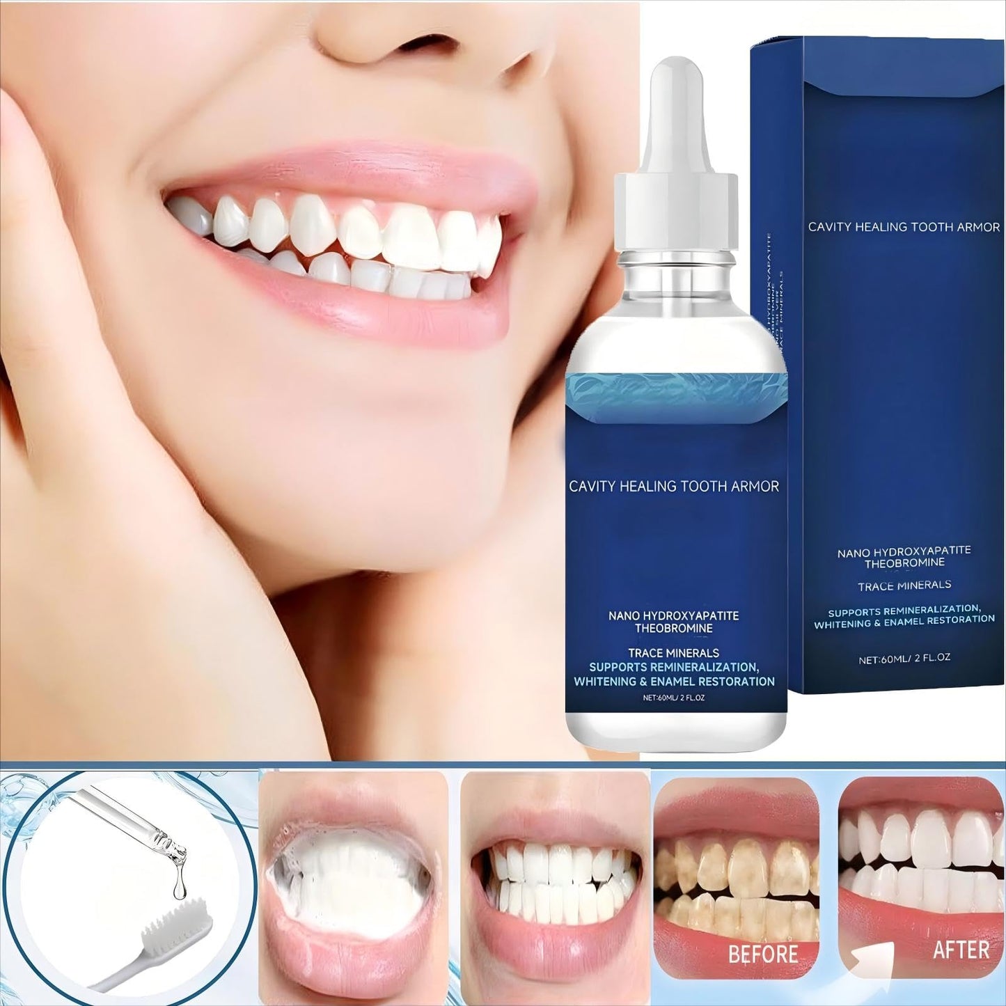 Cavity Healing Tooth Armor – Teeth Whitening, Cavity Repair & Gum Health Treatment (2pcs)