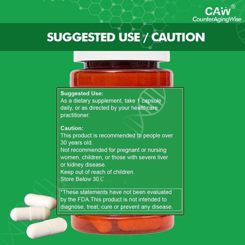 CAW Nano Cycloastragenol 98% 5mg 30 Caps | Anti-Aging Telomere Plus | Non-GMO, Made in USA | Better Absorption | Enteric-Coated Vegetarian Capsules (6 Bottles)