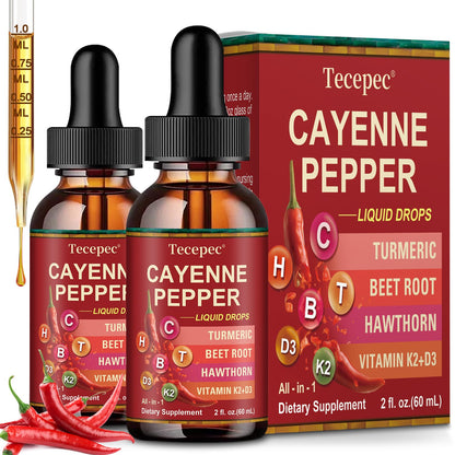 Cayenne Pepper Drops (2 Pack) – Immune & Digestion Support (60ml x2)